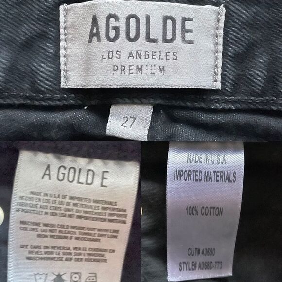 Agolde Quinn High Waisted Denim Mini Skirt Black 27 - Picture 4 of 4